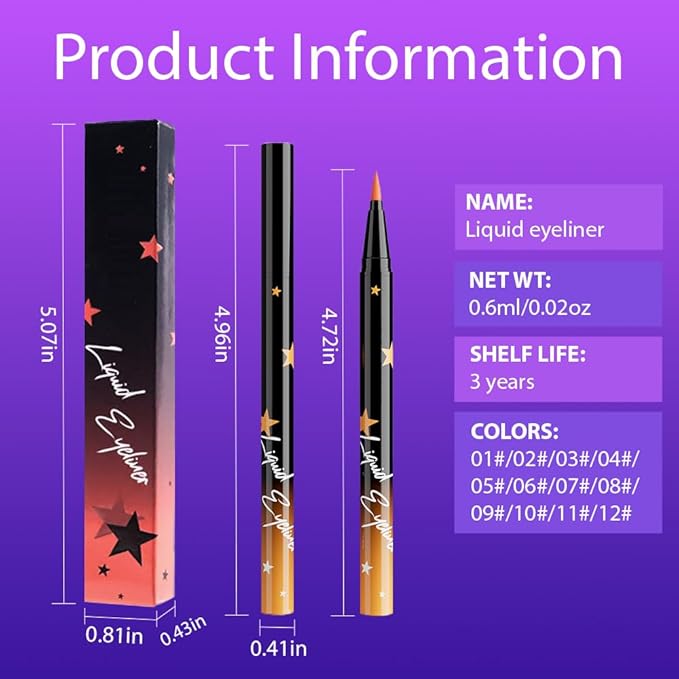 evpct Orange Matte Liquid Eyeliner Waterproof Smudge Proof, Orange Eye Liner Liquid Liner for Face Body Paint, Long-lasting Eyeliner Waterline Thin Quick-dry Eyeliners Pencil Eye Makeup Stay all Day