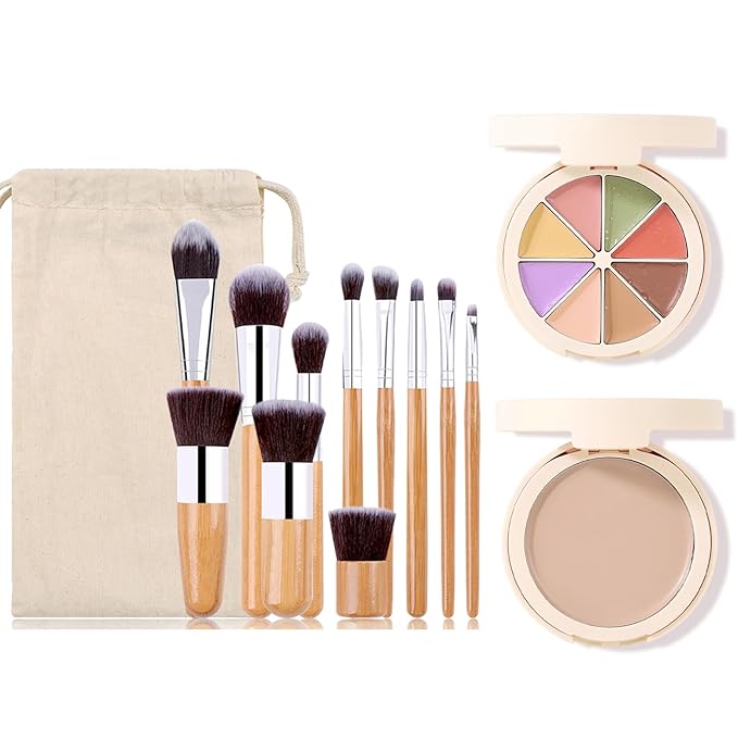 Foundation Concealer Palette with Makeup Sponges & Applicator, Pearl White