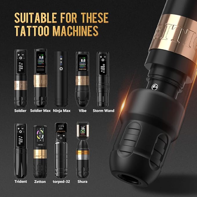 Ambition Soldier P3 Disposable Tattoo Grips - 12Pcs 32mm Professional Tattoo Rubber Grip Cover with Click Adjust System Supply for Rotary Soldier, Zetton, Torped & Shura Tattoo Pen Machine Gun