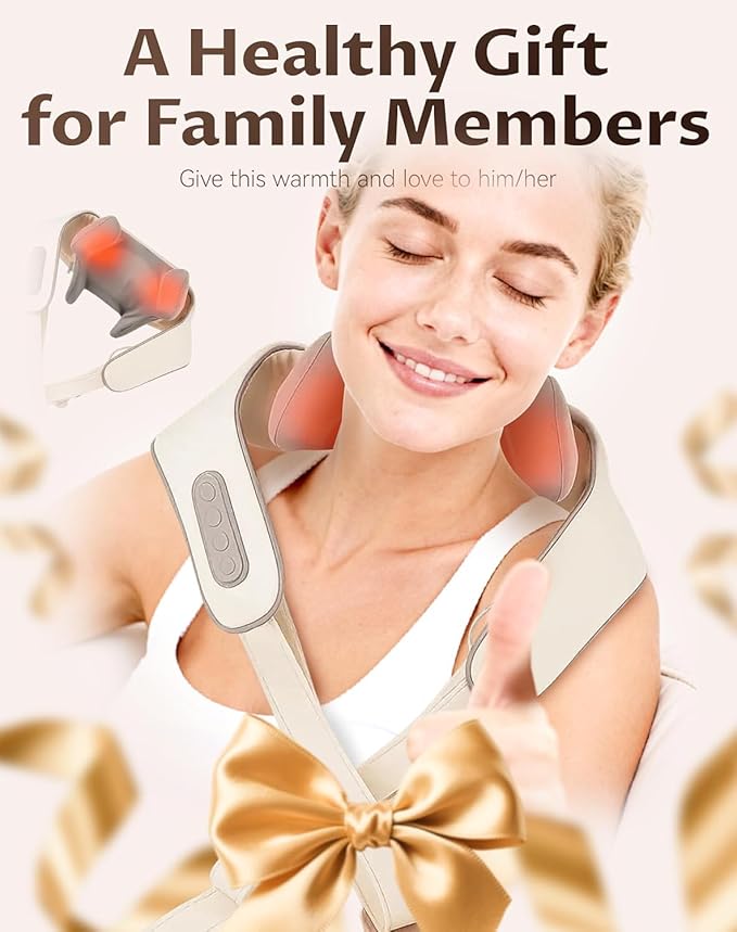 Neck Massager with Heat,Therapexa Neck Massager & Shoulder,6D Shiatsu Back Massager for Pain Relief Deep Tissue,Massager for Shoulder, Leg, Muscle Soreness(Khaki)