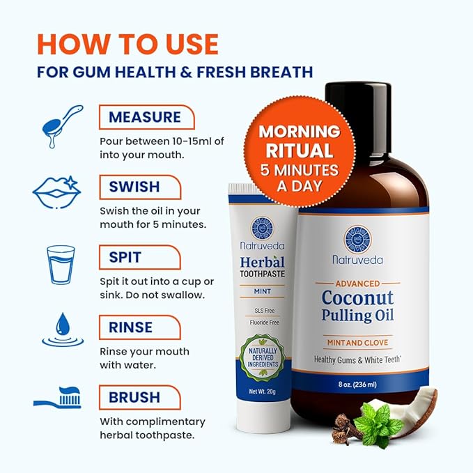 Coconut Oil Pulling Mouthwash – 3 Pack, 8 oz Each, Cocomint Flavor, Organic Ayurvedic Oral Rinse, Natural Mouthwash for Teeth and Gums, Coconut Pulling Oil for Daily Oil Pulling