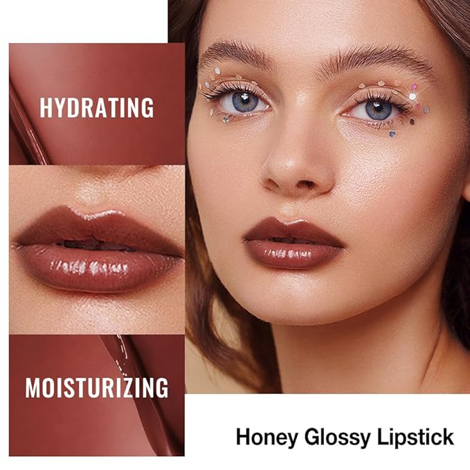 HHLTOH Brown Honey Lipstick Tinted Lip Balm - Shine Moisturizing Lipstick for Women, Natural Nourishing Hydrating Lip Gloss Stain for Dry Lips, Tint Sheer Lightweight Makeup, Vegan - 1Pc #00