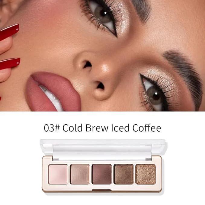 Neutral Nude Warm Matte & Shimmer Eyeshadow Palette, Pink Cocoa Brown & Champagne Gold Shades, High Pigment Blendable Long-Lasting Eye Shadow Contour Makeup for Daily Natural Looks 3