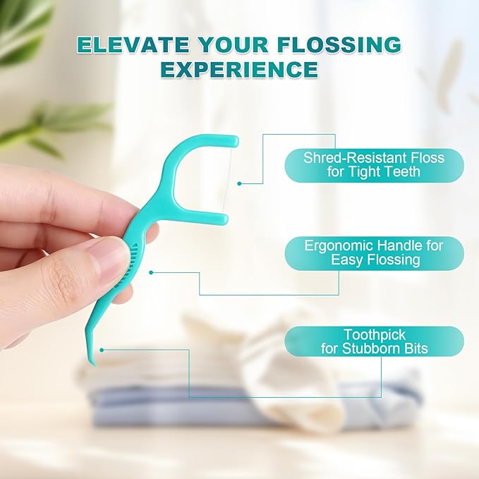 Dental Floss Picks - 3 Pack of 150 Picks - Thin & Shred-Resistant Thread for Tight Gaps | Dental Flossers for Adults | Gentle on Gums & Teeth(450 Total)