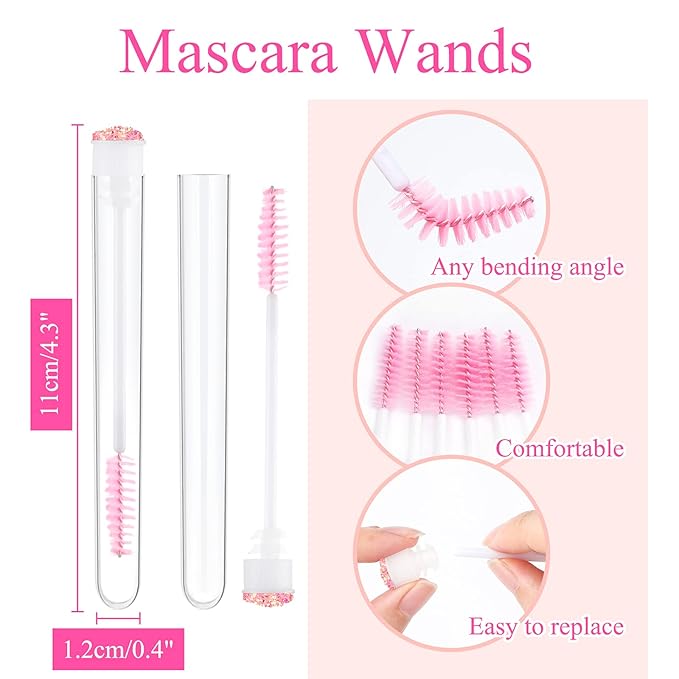 Dming 50pcs Eyelash brush Lash Wand Makeup tool Eyelash Extension supplies Cleaning brush Diamond Mascara star l pink