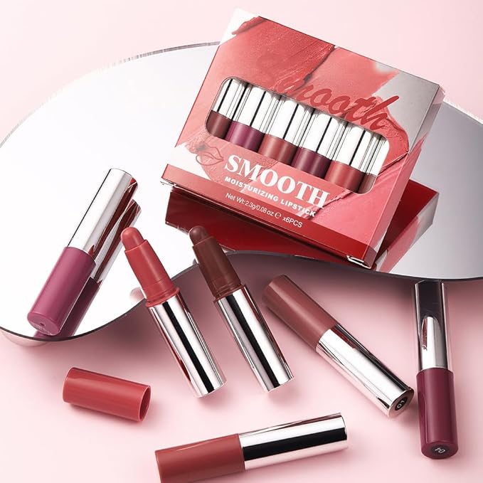 IATMOMOD 6Pcs Long Lasting Matte Lipstick Crayon Set for Women, Waterproof Velvet Lip Liner Pencil, High Pigment Creamy Non-Drying Lip Makeup, Cruelty-free 24H Wear