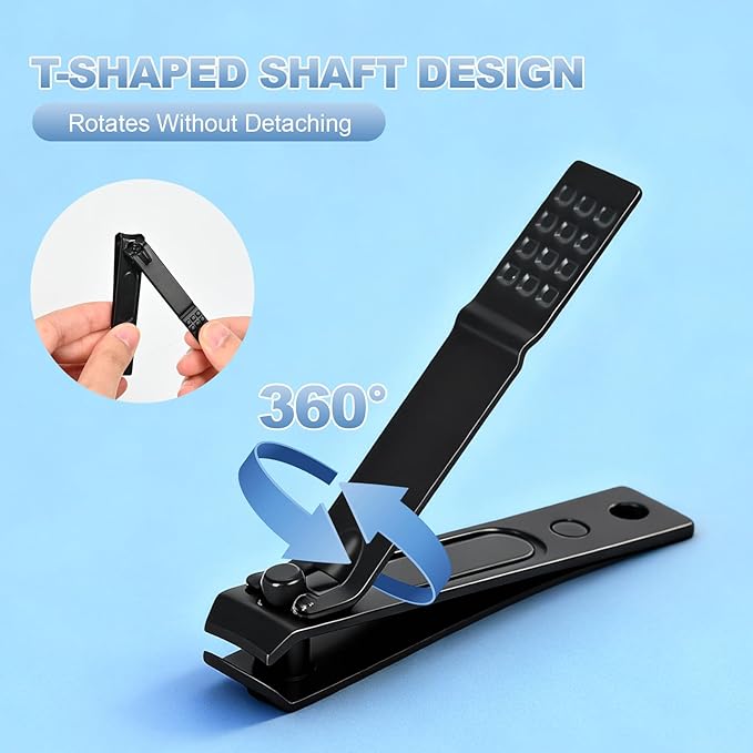 4-Piece Black Stainless Steel Nail Clipper Set, Ultra Sharp with Angled Toenail Clipper & Nail File for Men and Women, Home and Travel Use