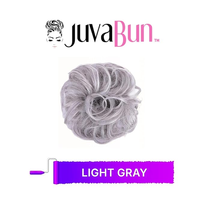Juvabun Messy Bun 2.0 Light Gray Messy Bun Hair Extension Soft Lightweight Hair Bun Scrunchie for Women Everyday Wear