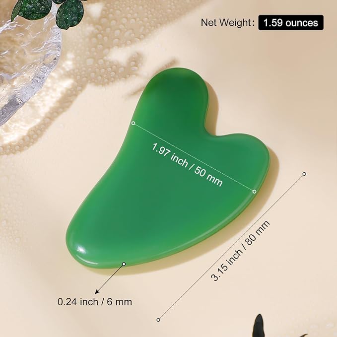 Rosenice Gua Sha Facial Tools: 2 Pcs Jade Stone Guasha for Face Skincare Sculpting Tool, Jawline Sculpting Massager for Puffiness Reducing