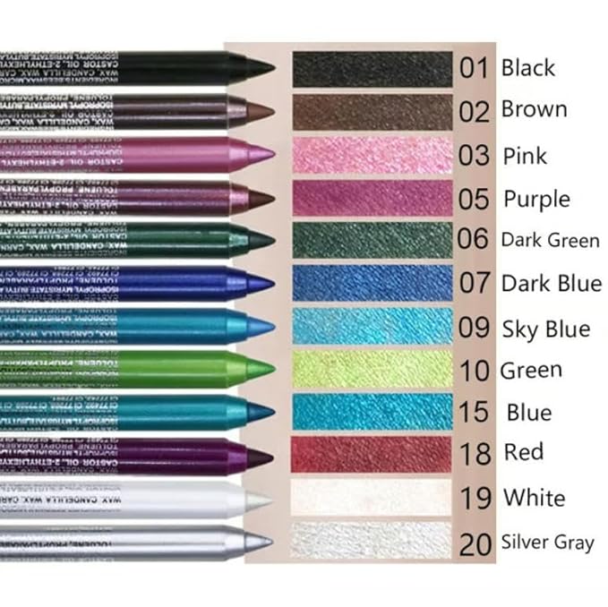 14-Pack Eyeliner Pencil Waterproof Colored Gel Liners with Metallic & Shimmer Finishes Smudge-Proof,14-Pack Metallic Gel Eyeliners,
