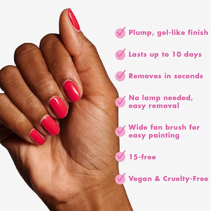 Olive & June Long Lasting Nail Polish | Valentine's Day |Plump Gel-Like Finish No Lamp Needed Lasts up to 10 days | Salon-Quality 15-Free, Vegan & Cruelty-Free Chip-Resistant | Hibiscus, Tropical Pink