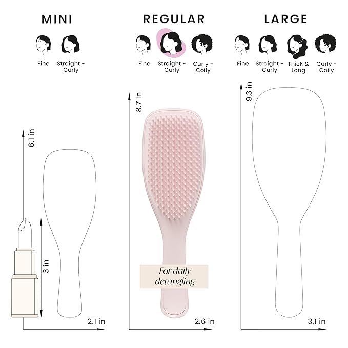 Tangle Teezer Plant-Based Ultimate Detangler Brush, Dry & Wet Hair Brush, Eliminates Knots & Reduces Breakage for All Hair Types, Marshmallow Pink