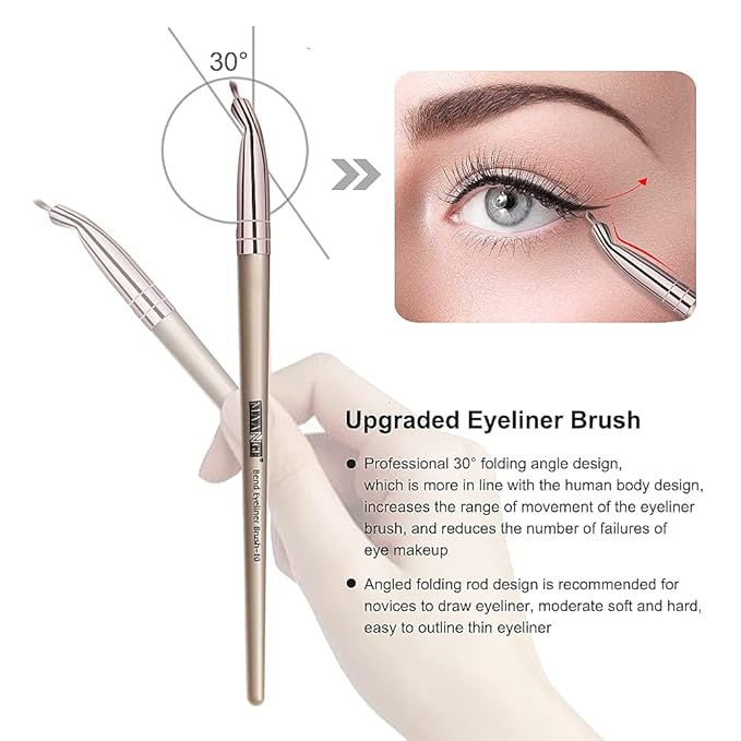Makeup Brushes, 18 Pcs Professional Premium Synthetic Makeup Brush Set with Case, Foundation Kabuki Eye Travel Make up Brushes sets (Champagne Gold)