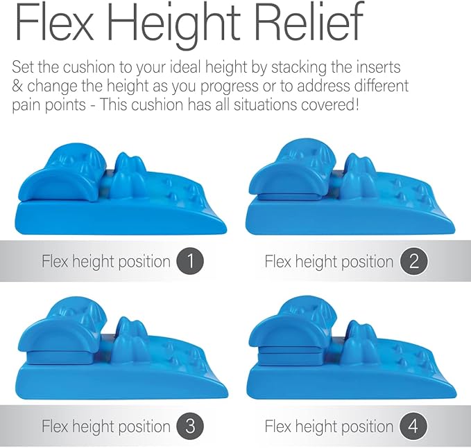 Kanjo Flex Height Acupressure Neck Pain Relief Cushion - Height Adjustable Cervical Traction & Pressure Point Device for Muscle Tension & Relaxation - Helps Relieve Neck Pain