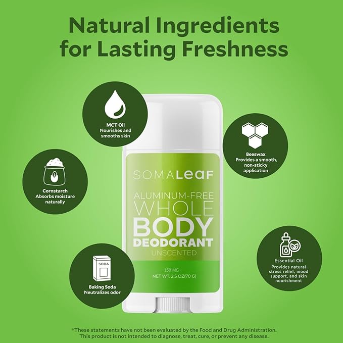 Full Body Deodorant Stick Features Naturally Sourced Ingredients,Aluminum-Free Deodorant Suitable for Both Men and Women | 72 Hours of Odor Defense, 2.5 oz