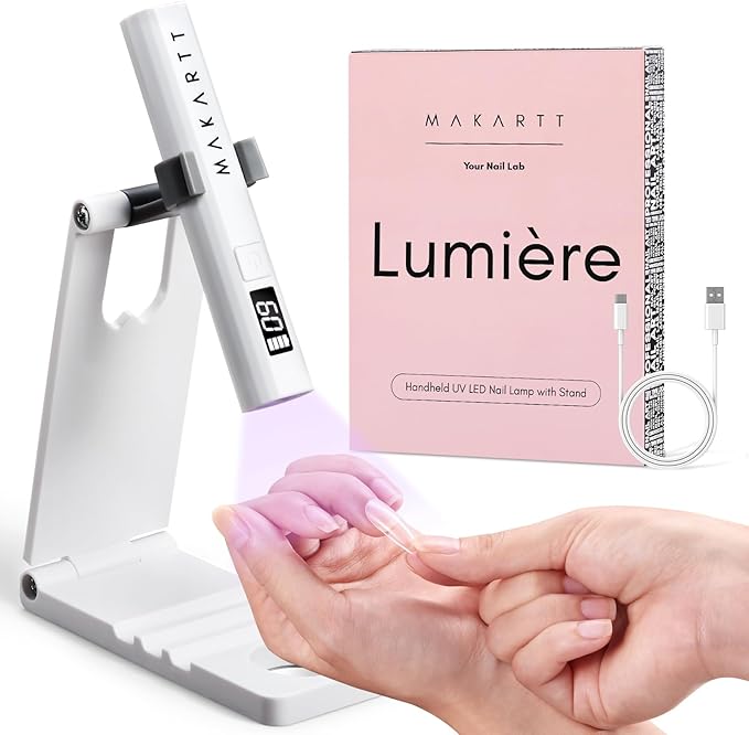 Makartt UV Nail Lamp with Stand – Handheld UV Light for Gel Nails for Nial Tips & Gel Polish, USB Rechargeable Fast Curing Flash Cure Lamp with LCD & 2 Timers for DIY Home or Salon