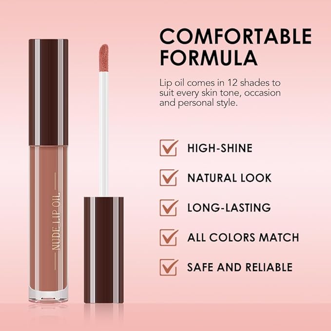 Hydrating Lip Glow Oil, Plumping Lip Oil, Tinted Lip Plumper Gloss,Younger-Looking Lips | Nourishing Long Lasting Non-Sticky Hydrating & Smoothing Lip Treatment Cruelty Free 01#