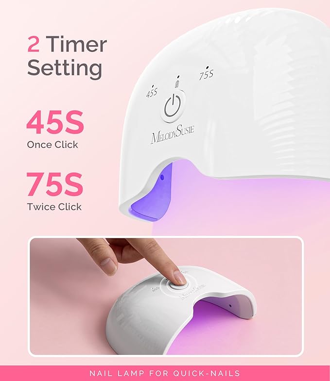 MelodySusie Small Cordless UV Nail Lamp, P-ART06G Rechargeable Portable LED UV Light with Smart Sensor, 4-Finger Curing for All Soft Gels, Especially Half-Cured Gel, Base Coat & Top Coat, White