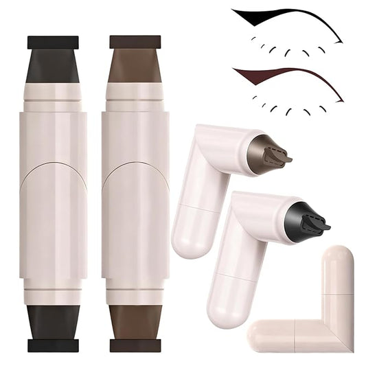 2Pcs Foldable Eyeliner Stamp,One-Piece Eyeliner Stamp Pen,Double-Ended Winged Eyeliners Stamps,Smudge-Proof Waterproof,Quick Shaping Eyeliners Tool for Beginners (Black+Brown)