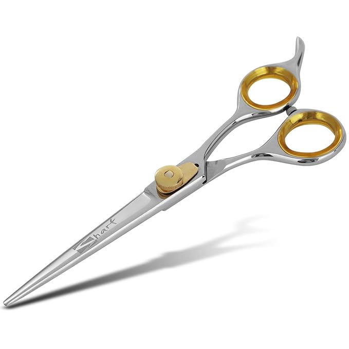 SHARF Gold Touch Barber 6.5 Inch, Professional Straight Shears 440c Japanese Stainless Steel Barber Scissors for Men and Women
