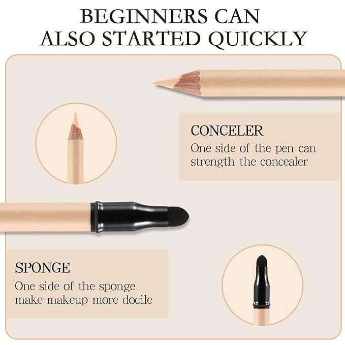 Concealer Pencil with Sharpner,Full Coverage,Waterproof Under Eye Concealer Stick