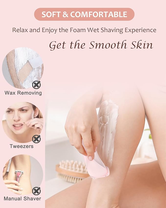 Electric Shaver for Women - Painless Lady Razor Facial Hair Remover 2-in-1 Wet and Dry Cordless Portable Bikini Trimmer for Face Armpit Legs Body - Rechargeable IPX7 Waterproof Hair Removal (Pink)