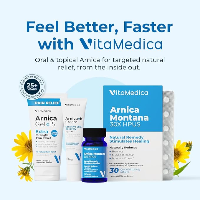 VitaMedica Arnica + Vitamin K Bruise Recovery Cream for Face & Under-Eye, Sensitive-Skin Formula, Post-Procedure Support - 2 Pack