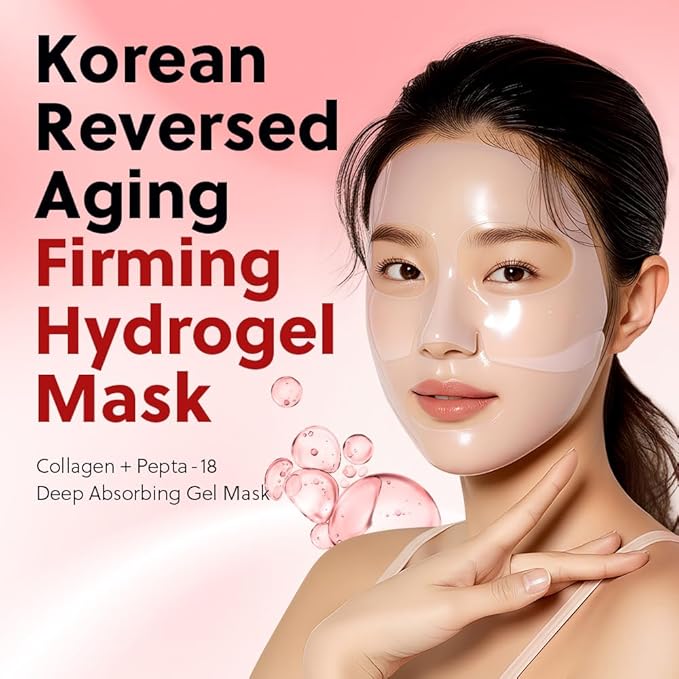 COSYUREE Collagen Deep Absorbing Hydrogel Mask, Korean Collagen Hydrogel Mask, Overnight Face Mask, Hydrating, Glass skin, Rejuvenation, Korean Skincare, 34g x 5ea