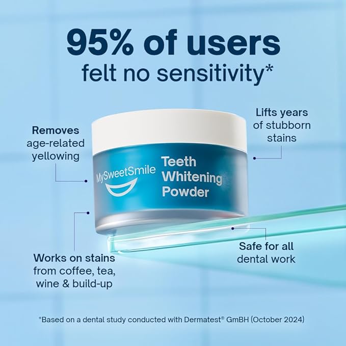 MySweetSmile Teeth Whitening Powder – 6 Month Supply – Removes Years of Coffee, Tea, Smoking & Ageing Stains – Dentist-Approved & Enamel-Safe – IndyBest Award-Winning Whitener – Fresh Mint Flavour
