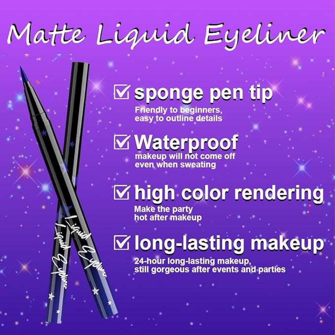 evpct Royal Blue Matte Liquid Eyeliner Waterproof Smudge Proof, Blue Eye Liner Liquid Liner for Face Body Paint, Long-lasting Eyeliner Waterline Thin Quick-dry Eyeliners Pencil Eye Makeup Stay all Day
