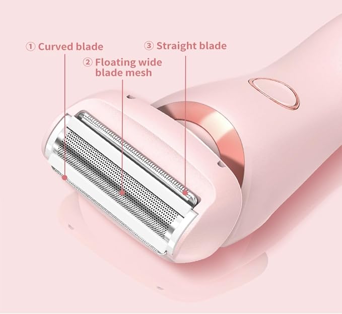 2 in 1 Electric Razors for Women, Electric Shaver for Women Bikini Trimmer, Portable Electric Razors Wet & Dry Use, Removable Head, Multifunctional Full-Body Shaving (Pink)