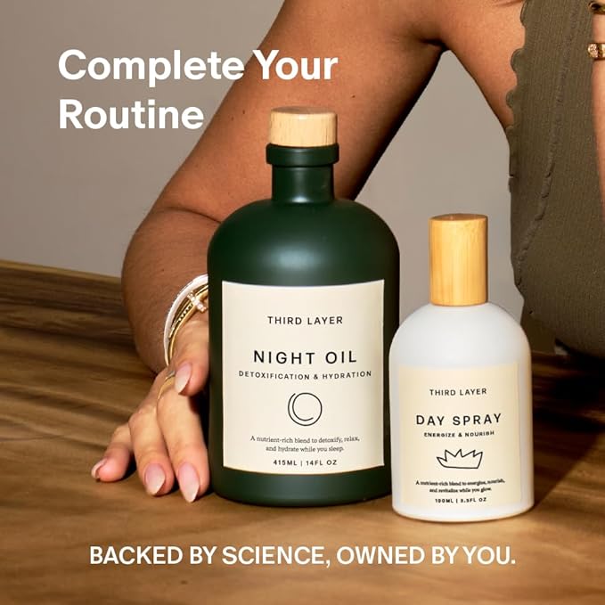 Third Layer Night Oil – 100% Organic Cold-Pressed, Hexane-Free, Extra Virgin Castor Oil with Magnesium & Frankincense, Body Serum for Skin Hydration & Evening Self-Care (14 fl oz)