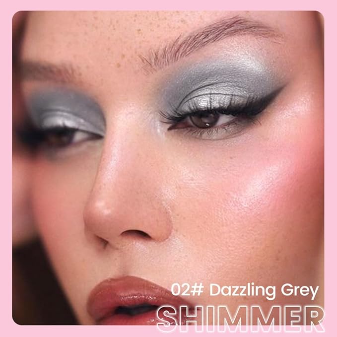 2in1 Shimmer Cream Eye Shadow Stick-Dazzling Grey, Eyeliner Pencil Eyeshadow Palette Makeup, Waterproof Long Lasting Brightener, Crease Proof & Smudge Resistant, Cream Eyeshadow with Built-in Smudger