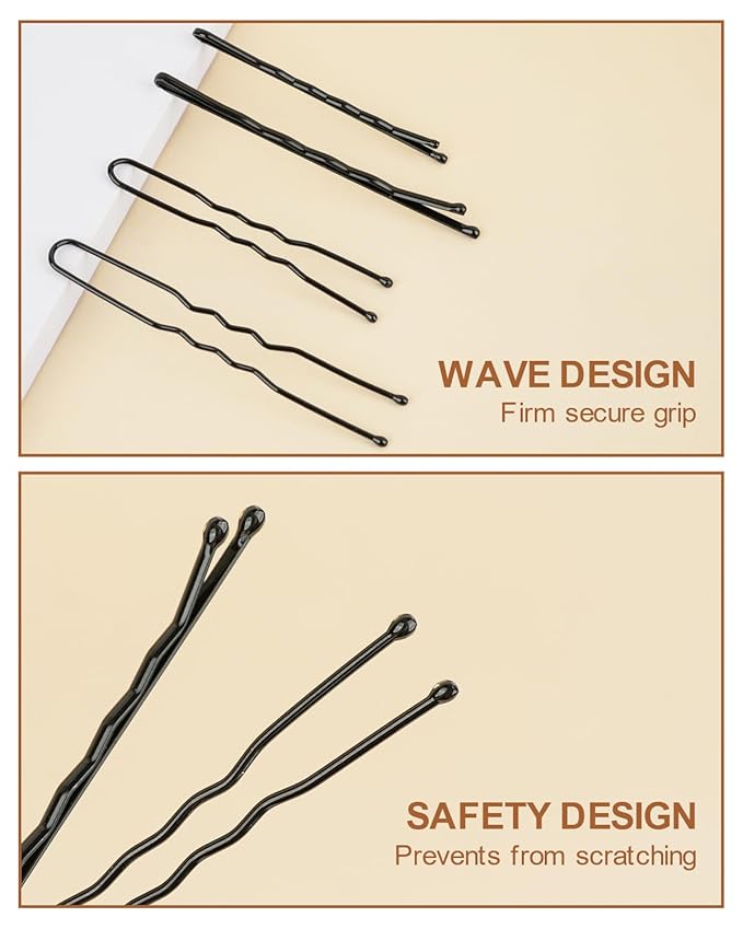MAORULU Hair Bobby Pins with Cute Case, 250 CT Hair Pins for Buns, Premium U Hair Accessories for Women, Girls and Kids, Great for All Hair Types (Variety U & Bobby Pins Black)