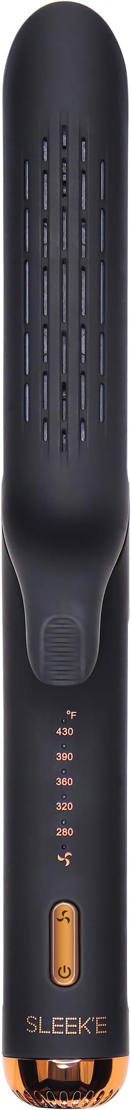 Sleek'E Hair Infrared Air Styler in Black/Rose Gold /2-in-1 Curling Wand & Titanium Flat Iron Hair Straightener & Hair Curler with Cooling Air Vents