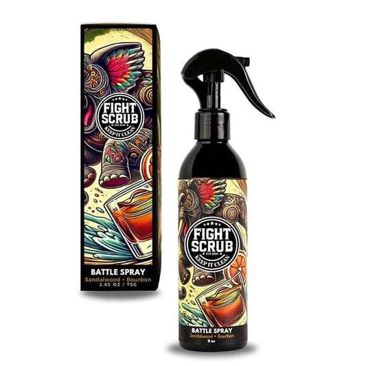 Deodorizing Spray – Refreshing Body & Gear Spray for Wrestlers, MMA, Jiu-Jitsu & Athletes – 8oz Bottle (Sandalwood + Bourbon)