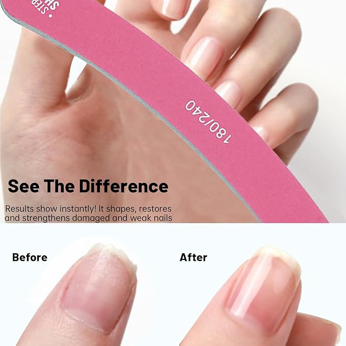 Nail File 20pcs Dual Sided Nail Files for Natural Nails Emery Boards Nail Filer for Acrylic Nail 180/240 Grit