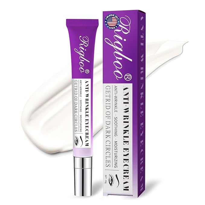 RIGBOO Eye Cream, Under Eye Cream Anti Aging For Puffiness Dark Circles Reduces, Wrinkle & Fine Line Reduction, Eliminate Puffiness, Ritch in 5% Niacinamide Acids for Brighter, Firmer Skin