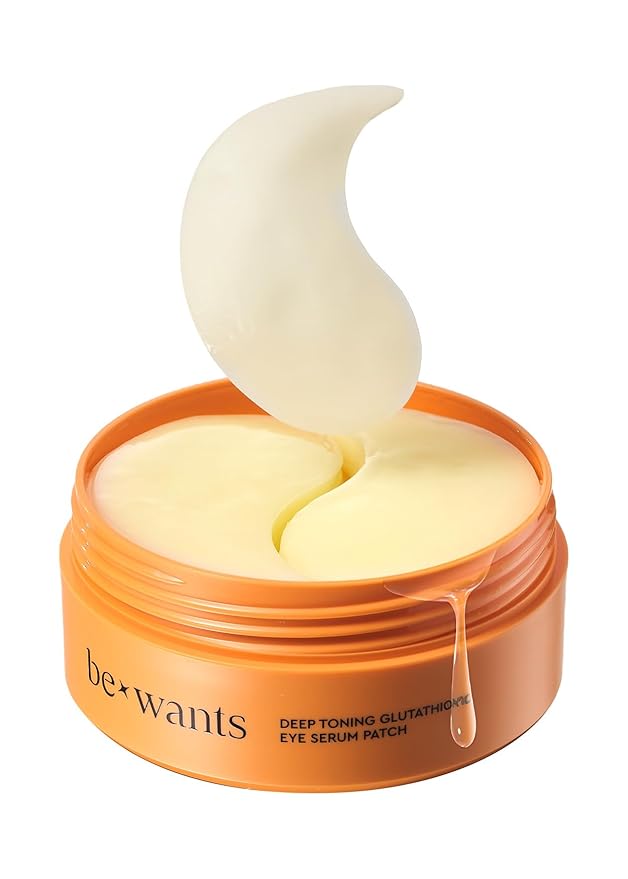 BE+WANTS bewants Hydrogel Eye Patches with Deep Toning Glutathione, 60 Patches, Under Eye Masks for Brightening and Radiance, Caffeine & Niacinamide patches, Korean Skincare