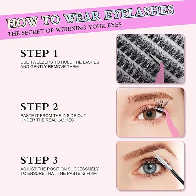 Lash Extension Kit DIY 280pcs Lash Clusters Eyelash Extension Kit, Lash Bond and Seal Lash Tweezers for Self Use 9-16mm Mix，30D 40D Curl Individual Lashes Kit (30D&40D-0.07D-9-16MIX KIT)