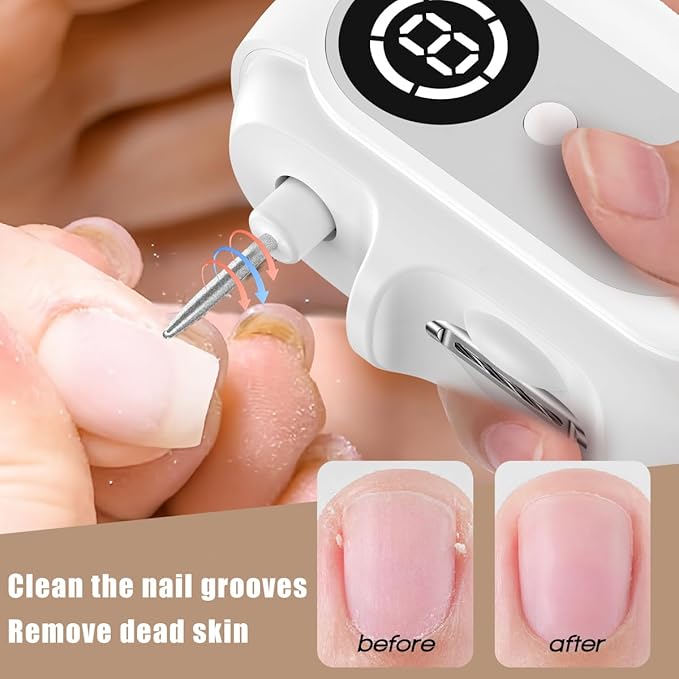 Electric Nail Clipper for Senior and Baby - 4in1, 2 Speeds, Magnetic Cover, Nail Scraps Storage, USB Rechargeable, Safety Electric Fingernail Trimmer for Kids, Adult, Seniors, Men, Caregivers