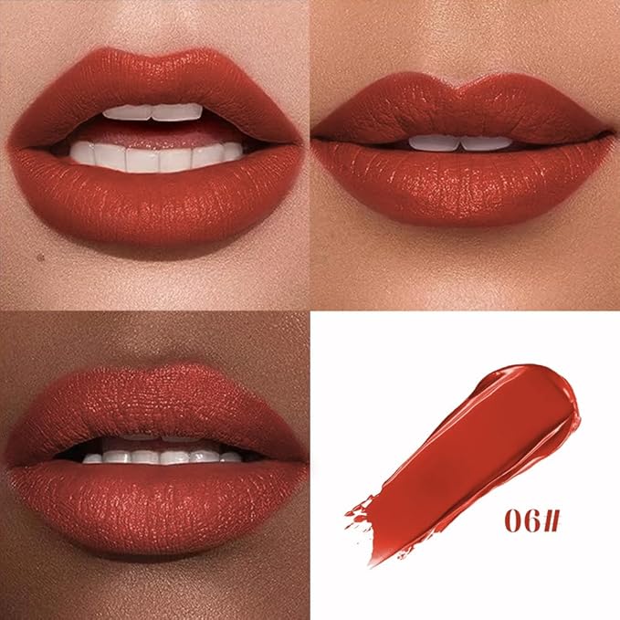 Cushion Lip Gloss Matte Lip Tint – Long-Lasting Lightweight Color, Soft Plush Applicator for Gradient Blurred Lips, Non-Sticky Velvet Finish Hydrating Lip Stain 06#–Mocha Brown