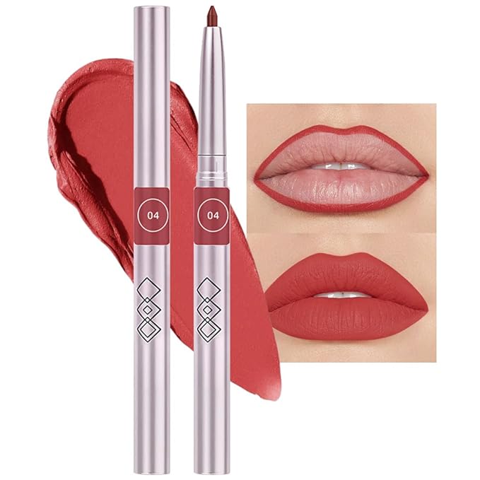 evpct Silky Smooth Lip Liner Pencil Retractable, Ruby Red Lip Liner Creamy Long-Lasting Formula for Precision Contouring Matte Velvet Pigmented Rich Lip Colors Crayon Lipstick 04