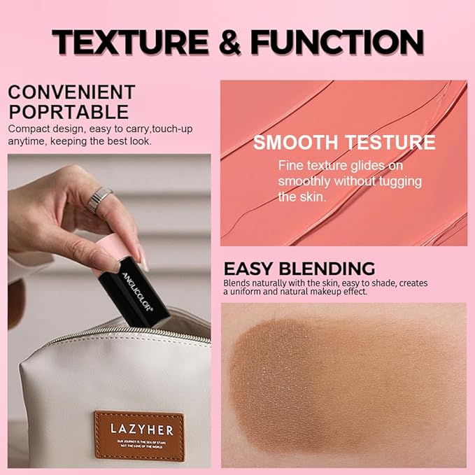 Cream Blush Stick, Multi-use Blush Stick for Cheeks, Eyes, Lips, Matte Finish Long Lasting Non-greasy Face Contour Stick for Older Women, #2 Neutral Blush