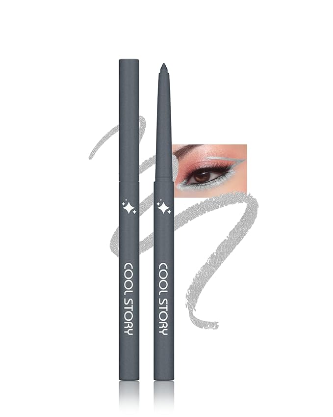 Glitter Gel Eyeliner Pencil,Retractable Cream Silvery Eye Liner Pencils,Waterline Eye Makeup Liners,Waterproof & Smudge Proof Eyeliner Facial Makeup Gift for Mature Women,Girls,Christmas– G11 Silvery