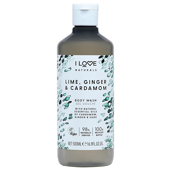 I LOVE Naturals Lime, Ginger, and Cardamom Body Wash - Moisturizing Body Wash - Infused with Essential Oils - Plant-Based Body Cleanser - 16.9 oz