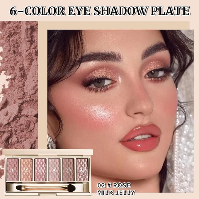 Rose Mauve Neutral Nude Eyeshadow Palette – 6 Matte & Shimmer Eye shadow, Soft Pink & Mauve Tones, Blendable Long-Lasting Eye Shadow Kit for Natural Everyday Makeup, Soft Glam Looks & Mature Eyes 2