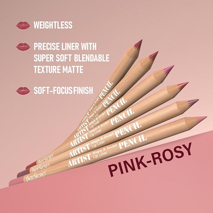 Beauty Glazed 6pcs Nude Brown Lip Liner Makeup Set - Waterproof & Smudge-Proof Matte Pencil, Long-Lasting & Durable, Smooth & Easy Glide, Non-Smudge, Contouring, Filling & Layering (PINK-ROSY Set)