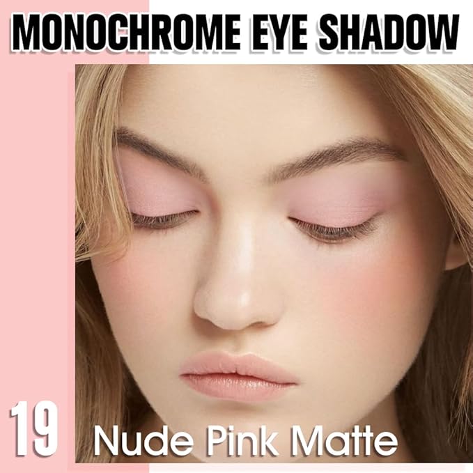Single Matte Eye Shadow Palette Makeup, Nude Pink Matte Eyeshadow For Mature Women, Monochrome Eye Shadow Makeup, Pigmented Waterproof Sombras Para Ojos, Vegan, Talc, Paraben & Cruelty Free, 19