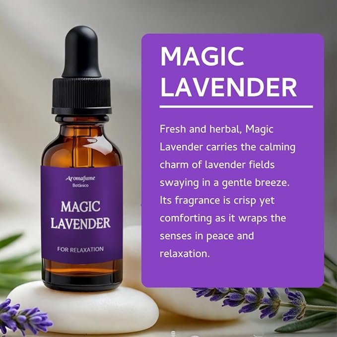 Magic Lavender Essential Oil Diffuser Blend by Aromafume | 1 x 30ml / 1 fl oz | Herbal & Fresh Scent for Relaxation & Meditation Bliss | Calming Aromatherapy Oil | Vegan & Cruelty-Free